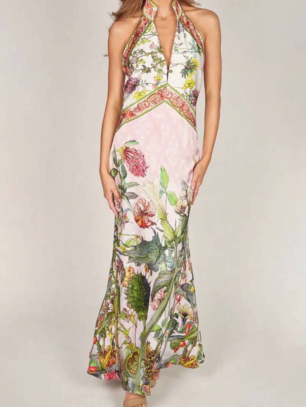 NEW MCCOLIN halter sleeveless dress in floral